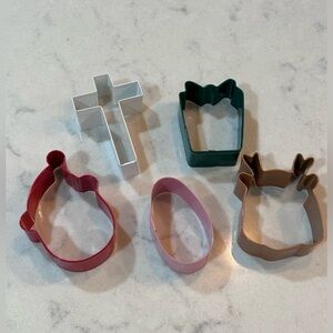 BOGO 5 colorful metal cookie cutters Easter Christmas cross egg present Santa